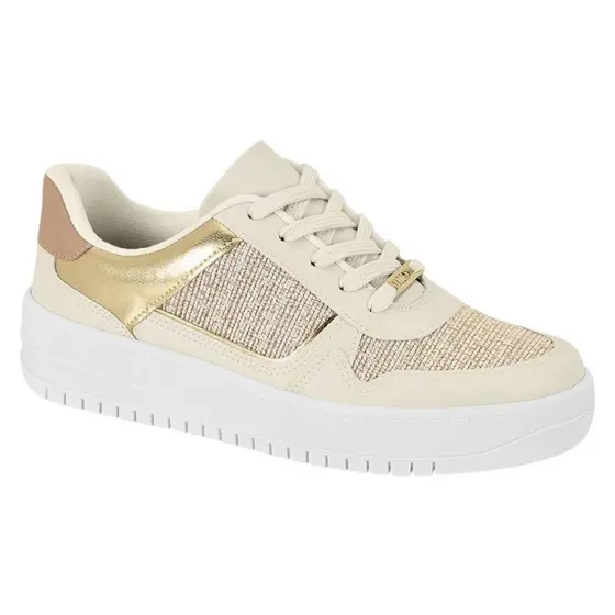 Tênis Feminino Casual Vizzano Natural Branco Com Brilho Cadarço