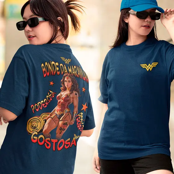 Camiseta De treino Mulher Maravilha Look Academia Blusa De treino Feminina Camisa Algodão