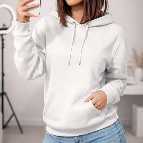 Blusa De Frio Moletom Feminino Liso Look Básico Versátil Casual Chic Casaco Com Capuz Algodão