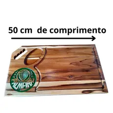 Tábua de  carne corte cozinha churrasco personalizada madeira teca grande 50x30x2cm