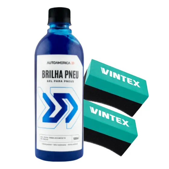 Brilha Pneu Gel Autoamerica 500ml+ Aplicador Vintex Pretinho