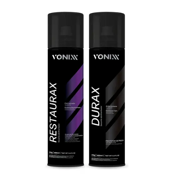Durax + Restaurax Vonixx Restaurador Plásticos Pneu Pretinho Resistente A Agua