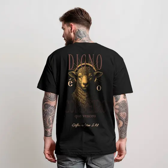 Camiseta T-Shirt Masculina Digno Cordeiro Camisa 100% Algodão