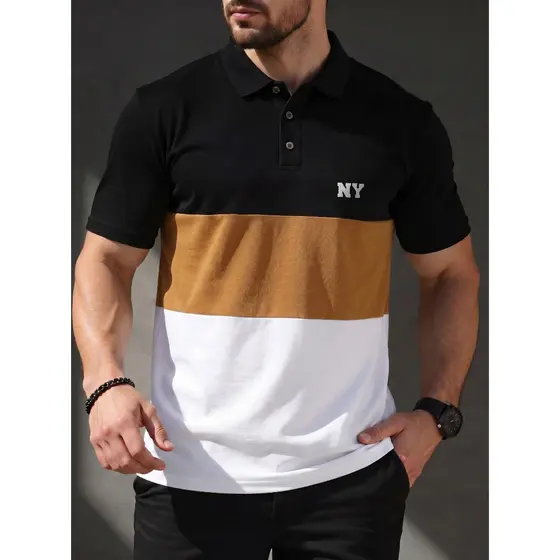 Camiseta Masculina Polo NY Letter Camisa Streetwear P ao G3