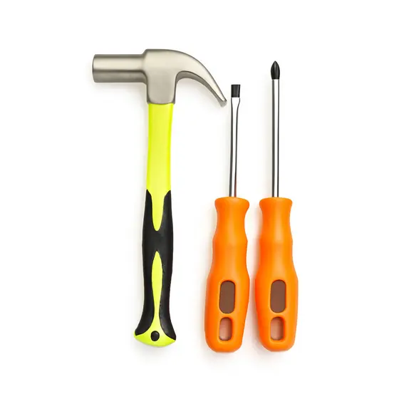 Kit Ferramentas Essenciais: Martelo 25 mm, Chave de Fenda e Phillips