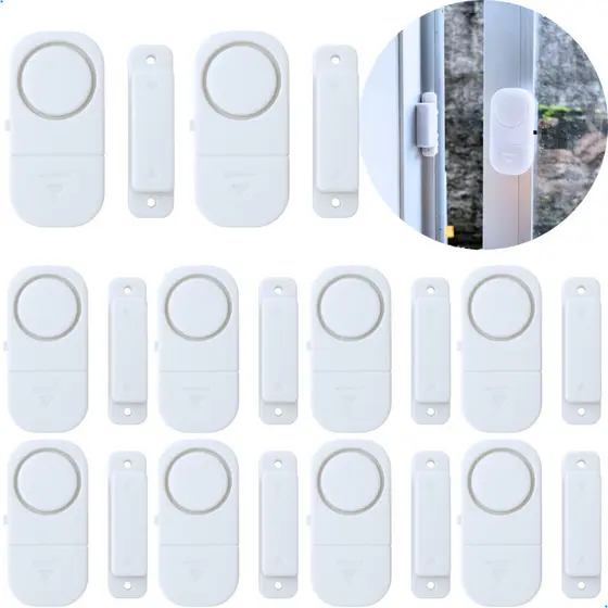 Conjunto de 10 alarme residencial sensor de abertura janela e porta,  sonoro magnético sem fio