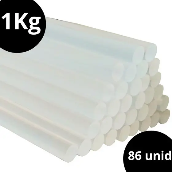Bastão Cola Quente Refil Transparente Fina 7mm 30cm pacote 1kg