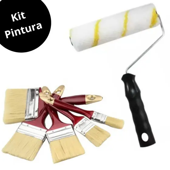 Kit Pintura Profissional com Rolo de Pintura e 5 Pincéis - Parede