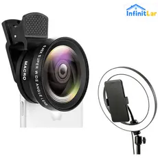 2 Em 1 Kit Clip De Lente Do Telefone Móvel Externo HD Macro 37mm 49UV 0.45x Super Grande Angular 12.5x Da Câmera