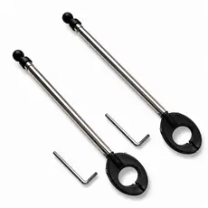 kit 2 Antenas Corta Pipa Moto Retrátil Anti Cerol Aço (Inox Guidão) Preto e Cromado