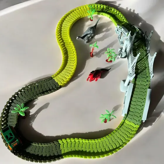 Pista Dinossauro Brinquedo Infantil Corrida com Carrinhos e Dinossauros Interativos