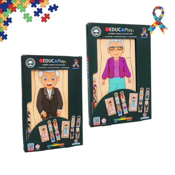Quebra Cabeça Educativo Ciclo da Vida para Desenvolvimento e Aprendizado Indicado para Autistas