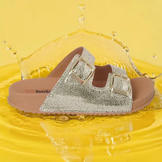 Sandália Birken Infantil Feminina Fivela Dupla Dourada Chinelo Slide Confortável Original