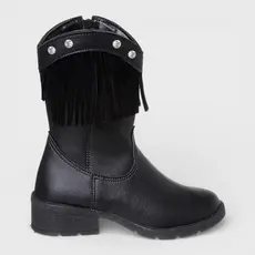 Bota Infantil Feminina Texana Zíper Boiadeira Rodeio Country Com Franja Cano Médio