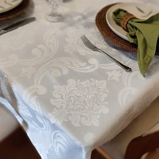 Toalha Mesa Retângular 4 6 e 8 Lugares Tecido Jacquard Inglês Luxo Festa Buffet AMP Magazine