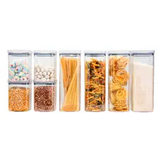 Kit 8 Potes Herméticos Acrílico Empilhável Organizador Mantimentos Cozinha 4x1L + 4x2,2L