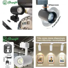 Luminária Spot LED Eletrificado 10W+Trilho Linear 1 Metro - Branco Frio Neutro Quente UNIFY