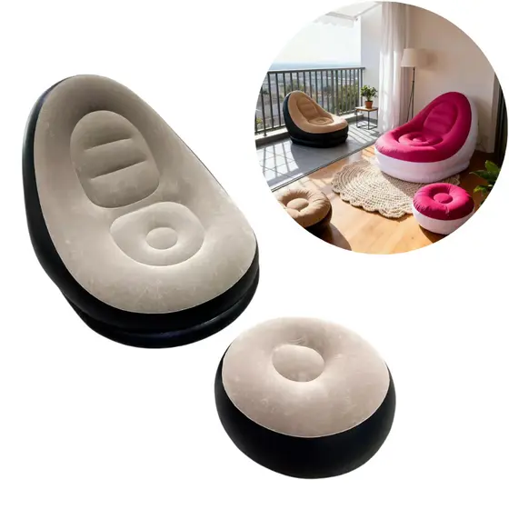 Poltrona Inflável com Puff Portatil - Diversas Cores – Conforto Premium, Moderna, Versátil UNIFY