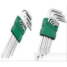 Conjunto de 9 chaves Allen de aço inoxidável polido, tamanhos T10-T50, adequadas para manutenção e ajuste UNIFY