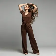 CONJUNTO VISCOLYCRA CALÇA PANTALONA E BLUSA GOLA V FEMININO