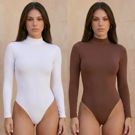 Body Feminino Suplex Manga Longa Inverno Gola Alta Cacharrel Segunda Pele