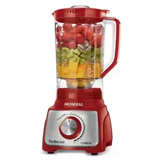 Liquidificador Mondial Turbo 3L com 12 Velocidades Autolimpeza 1100W Vermelho/Inox 127V - L-1100 RI