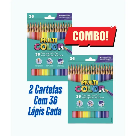 MultiColor 36 Cores Faber-Castell Kit com 2 Cartelas de Lápis de Cor