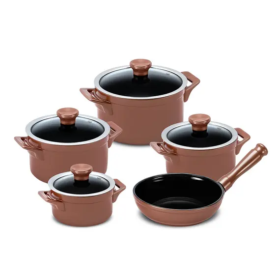 Jogo de Panelas de Cerâmica 5 Peças Clear - Cobre / Ceraflame