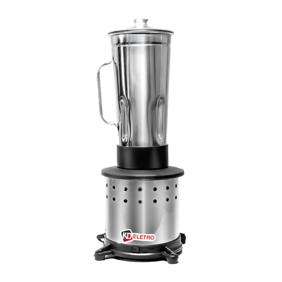 Liquidificador Industrial Alta Rotação 2 Litros  Preto e Prata com Jarra de Aço Inoxidável 220V