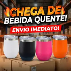 Copo Cuia Térmica Várias Cores em Inox Parede Dupla 360ml com Tampa Acrílica