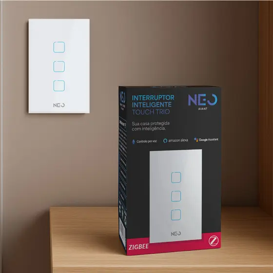 Interruptor Inteligente Touch Zigbee 1/2/3/4/6/8 Botões com Alexa google Bivolt Neo Avant