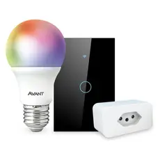 Kit Casa Conectada Smart Wi Fi Lampada RGB + Interruptor 1 Botão + Tomada Inteligente Avant Neo