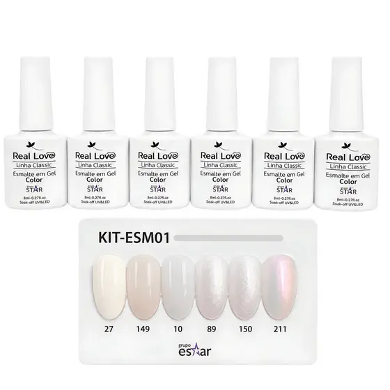 Kit Francesinha 6 Esmaltes em Gel 8ml Cada - Real Love