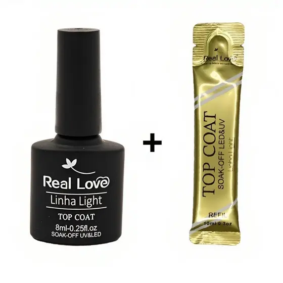 Kit Especial Top Coat 8 ML + Refil 10 ML - Real Love