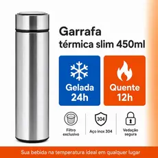 Garrafa Térmica Inox 304 450ml Parede Dupla a Vácuo com Infusor Para Chá Café Água