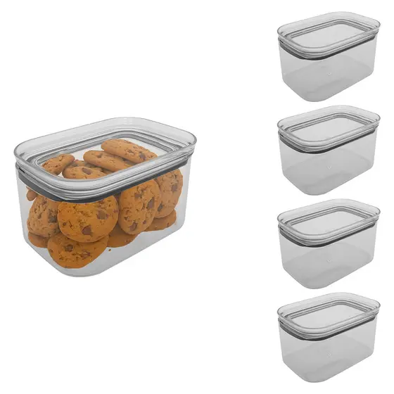 Pote Hermético 650ml Acrílico Cristal Resistente Pote Porta Mantimentos Cozinha Kit 5pçs