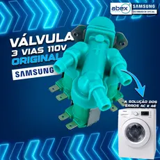 Válvula 3 Vias Entrada De Água Lava E Seca Samsung DC62-00233C 110v 127v WD106U WD11M NF Original