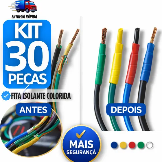 Combo Fita Isolante Pvc Preta Colorida Antichama Adesivo Fio Isolamento Cabo Conserto Reparo 5M Fita
