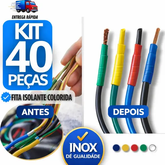 Jogo Fita Isolante Pvc Preta Colorida Antichamas Adesivos Fios Isolamento Cabo Conserto Reparo 5M Fitas