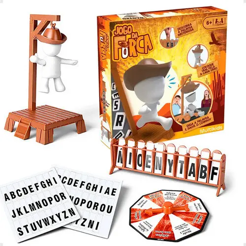 Jogo da Forca Magnético Brinquedo Pedagógico Educativo Com Letras e Boneco Interativo