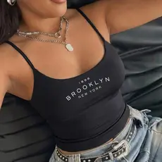 Regata de Alcinha Blusa Feminina Brooklyn New York Basic Forrada Moda Casual Comfy