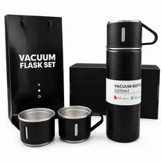 Kit Garrafa Térmica Vacuum Flask Set 500ml Com 3 Xícaras