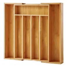 Porta Talheres Bambu 7 Divisórias Organizador Para Gavetas Bandejas Tabuas de Frios e Aperitivos em Bambú Petisqueiras