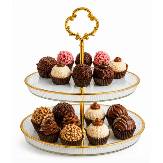 Suporte de Doces e Petiscos de 2 e 3 Andares  Decorativa para Mesa Posta, Festas, cha da tarde e eventos