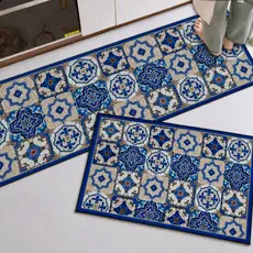Kit 2 Tapetes Passadeira Cozinha Belga Antiderrapante 2 Peças