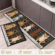 Kit Tapete Jogo Passadeira Cozinha Belga Antiderrapante 2 Peças Em Promoção