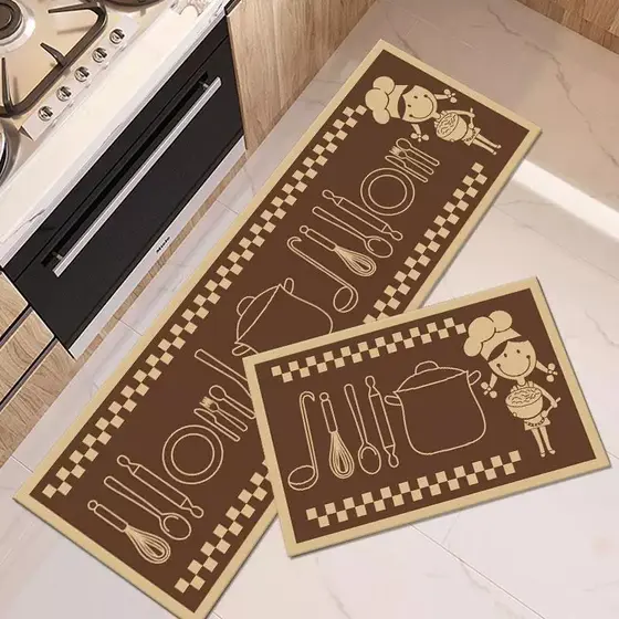 Passadeira Emborrachada Para Cozinha com 2 Peças