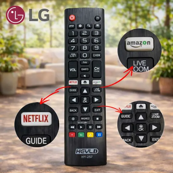 Controle remoto LG para SMART TV / NETFLIX, AMAZON / HY-257