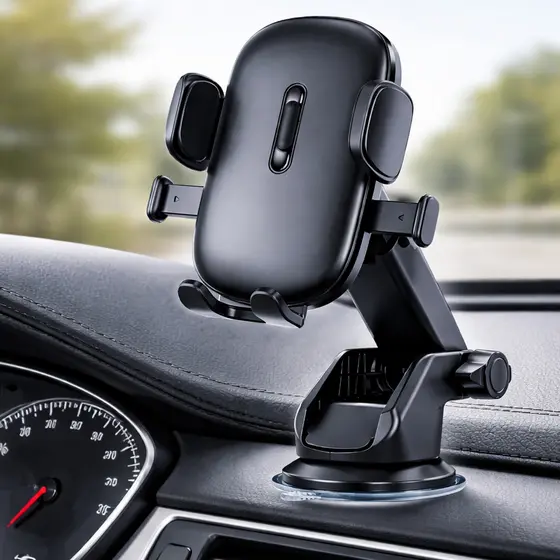 Suporte Celular Carro 360° Universal - Ventosa Super Forte + Clip Ar Condicionado (Braço Extensível)
