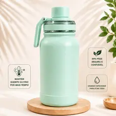 Garrafa Térmica Inox 304 600ml ou 800ml com Alça Portátil Parede Dupla a Vácuo Conserva Quente e Frio